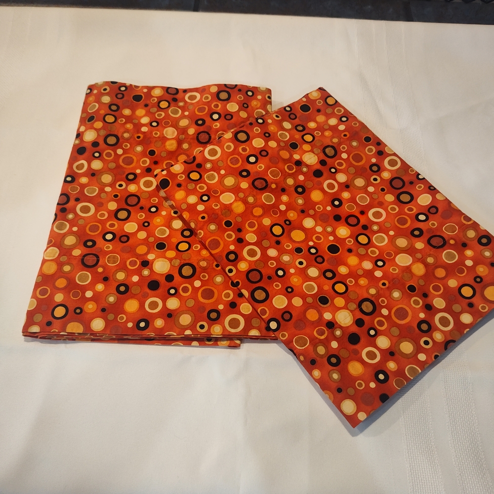 Valances Vibrant Orange Circle Pattern Curtains Retro